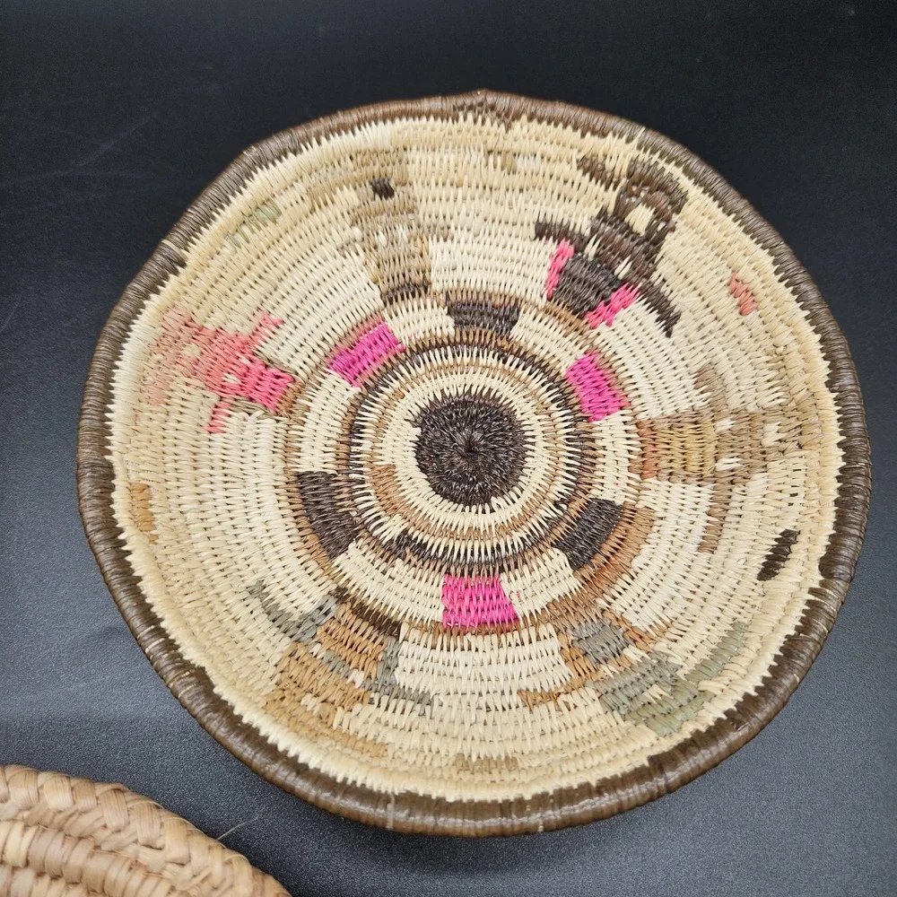 Southwestern Native American Style Woven Coil Baskets Bowls Boho Small Lot of 3